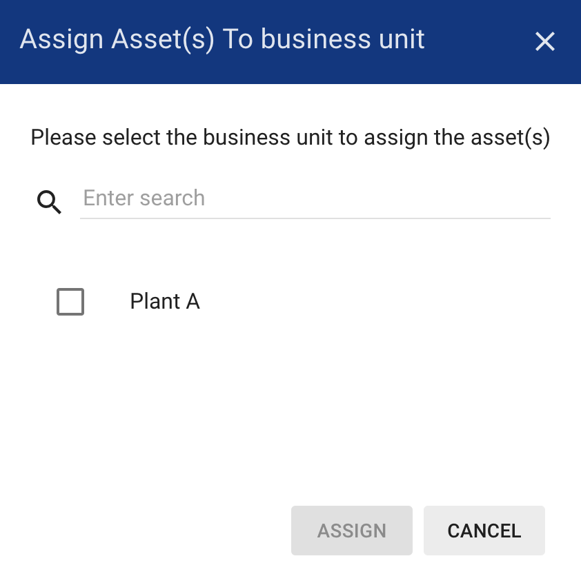 Assign assets to busines unit